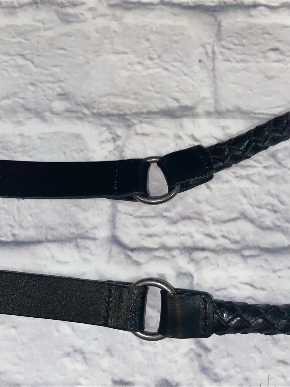 Banana Republic Black Braided Leather Waist Belt with Silver Buckle Size XL